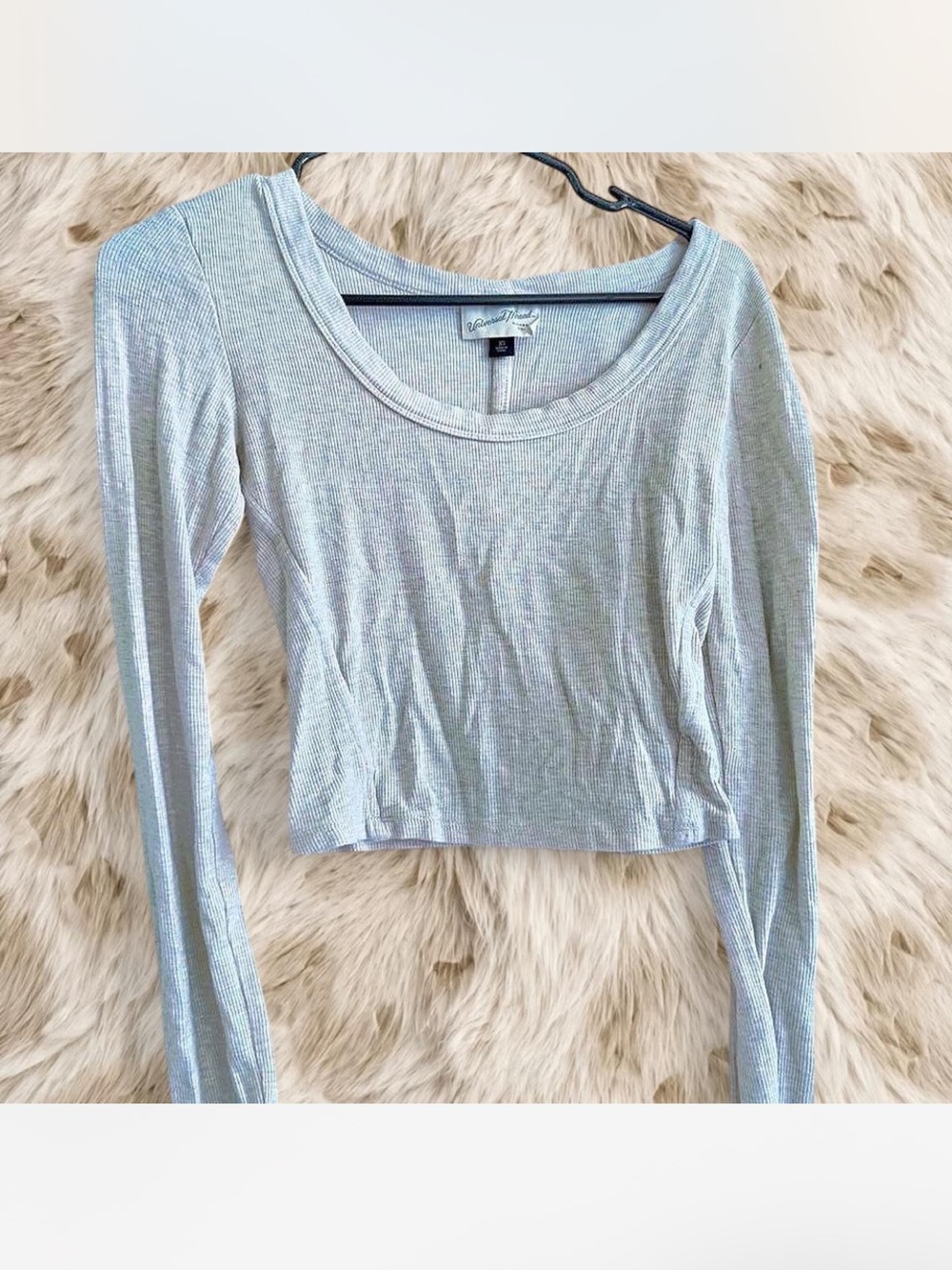 Target Light Gray Ribbed Long-Sleeve Crop Top